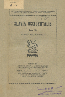Slavia Occidentalis. T. 9 (1930)