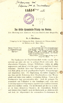 Das dritte dynamische Prinzip von Newton : ein Beitrag zur Analyse wissenschaftlicher Begriffe. [1] /