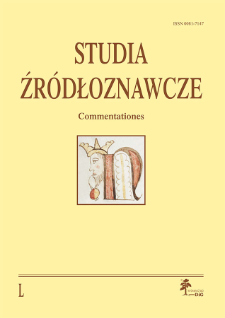 Studia Źródłoznawcze = Commentationes T. 50 (2012), Title pages, Contents