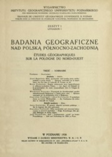 Badania Geograficzne nad Polską P&oacute;łnocno-Zachodnią Z.1 (1926)