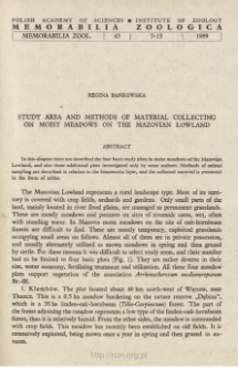 Study area and methods of material collecting on moist meadows on the Mazovian Lowland