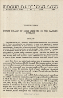 Spiders (Aranei) of moist meadows on the Mazovian Lowland