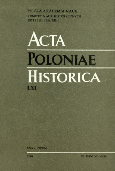 Acta Poloniae Historica. T. 61 (1990), Comptes rendus