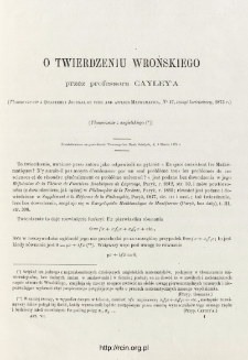 O twierdzeniu Wrońskiego