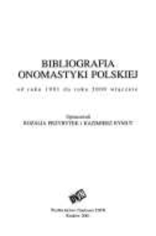 Bibliografia onomastyki polskiej od roku 1991 do roku 2000 włącznie