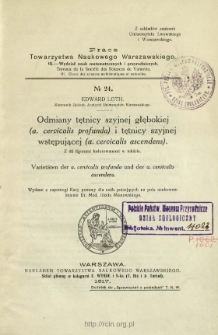 Odmiany tętnicy szyjnej głębokiej (a. cervicalis profunda) i tętnicy szyjnej wstępujacej (a. cervicalis ascendens)