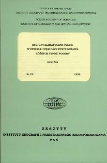 Regiony klimatyczne Polski w świetle częstości występowania r&oacute;żnych typ&oacute;w pogody = Climatic regions of Poland in the light of the frequency of various weather types