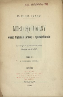 Mord rytualny wobec trybunału prawdy i sprawiedliwości. Cz. 1