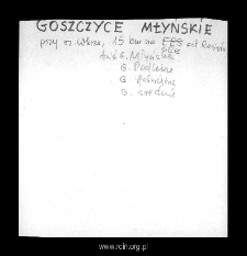 Goszczyce Młyńskie. Files of Plonsk district in the Middle Ages. Files of Historico-Geographical Dictionary of Masovia in the Middle Ages