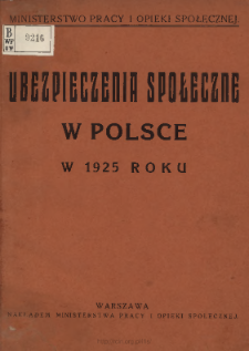 Ubezpieczenia społeczne w Polsce w 1925 roku
