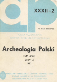 Archeologia Polski T. 32 (1987) Z. 2, Spis treści