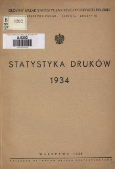 Statystyka Druków = Statistique des Imprimés 1934