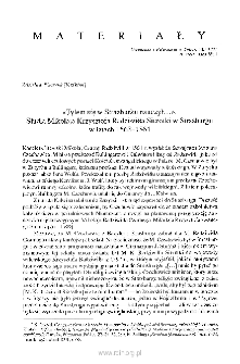 "Tylem się w Strazburku nauczył...". Studia Mikołaja Krzysztofa Radziwiłła Sierotki w Strasburgu w latach 1563-1564