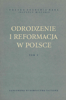 Odrodzenie i Reformacja w Polsce T. 5 (1960), Titlw pages, Contents