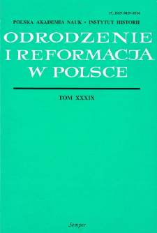 Odrodzenie i Reformacja w Polsce T. 39 (1995), Title pages, Contents