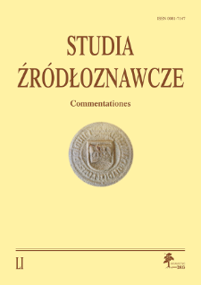 Studia Źródłoznawcze = Commentationes T. 51 (2013), Strony tytułowe, spis treści