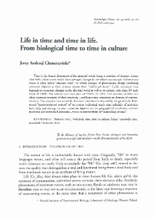 Life in time and time in life. From biological time to time in culture