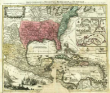 Mappa Geographica Regionem Mexicanam Et Floridam Terrasque adiacentes, ut et Anteriores Americae Insulas, Cursus itidem et Reditus Navigantium versus flumen Missisipi et alias Colonias ob oculos ponens