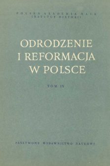 Odrodzenie i Reformacja w Polsce T. 4 (1959), Chronicle