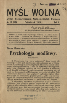 Myśl Wolna : organ Stow. Wolnomyślicieli Polskich, R. 2, Nr 10