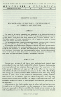 Enchytraeids (Oligochaeta, Enchytraeidae) of Warsaw and Mazovia