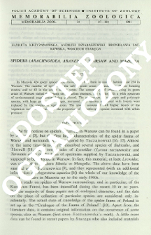 Spiders (Arachnoidea, Aranei) of Warsaw and Mazovia