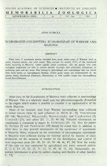 Scarabaeids (Coleoptera, Scarabaeidae) of Warsaw and Mazovia