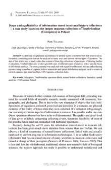 Scope and applicability of information stored in natural history collections - a case study based on the largest museum collections of Tenebrionidae (Coleoptera) in Poland