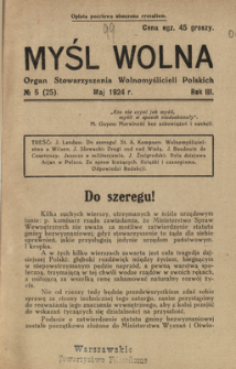 Myśl Wolna : organ Stow. Wolnomyślicieli Polskich, R. 3, Nr 5