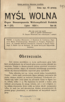 Myśl Wolna : organ Stow. Wolnomyślicieli Polskich, R. 3, Nr 7