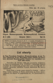 Myśl Wolna : organ Stow. Wolnomyślicieli Polskich, R. 3, Nr 8