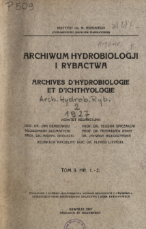 Archiwum Hydrobiologji i Rybactwa, Tom 2 Nr 1-4