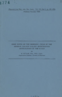 Some notes on the breeding cycle of the senegal galago Galago senegalensis senegalensis in the Sudan