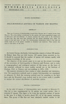 Dolichopodidae (Diptera) of Warsaw and Mazovia