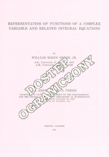 Representation of functions of a complex variable and related integral equations : an abstract of a thesis