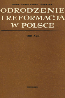 Odrodzenie i Reformacja w Polsce T. 17 (1972), Strony tytułowe, Spis treści