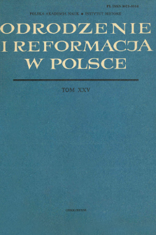 Odrodzenie i Reformacja w Polsce T. 25 (1981), Strony tytułowe, Spis treści
