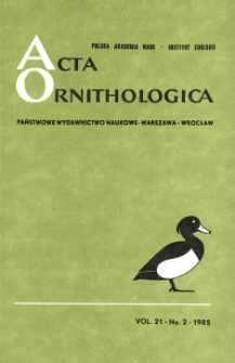 Acta Ornithologica ; vol 21, no 2 - Spis treści