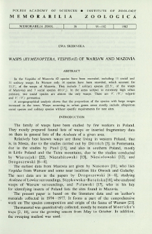 Wasps (Hymenoptera, Vespidae) of Warsaw and Mazovia