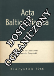 Acta Baltico-Slavica. T. 3 (1966)