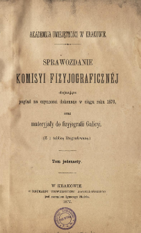 Sprawozdanie Komisji Fizjograficznej T. 11 (1876)