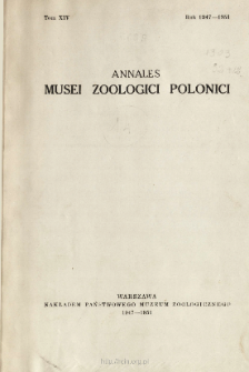 Annales Musei Zoologici Polonici ; t. 14 - Spis treści