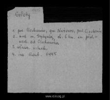 Gołoty. Files of Ciechanow district in the Middle Ages. Files of Historico-Geographical Dictionary of Masovia in the Middle Ages