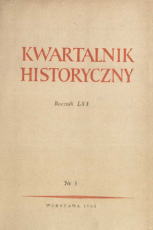 Kwartalnik Historyczny R. 70 nr 1 (1963), Title pages, Contents