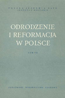 Odrodzenie i Reformacja w Polsce T. 7 (1962), Reviews