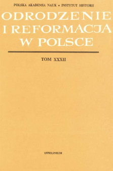 Odrodzenie i Reformacja w Polsce T. 32 (1987), Title pages, Contents