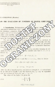 On the evaluation of functions on digital computers