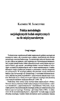 Polska metodologia socjologicznych badań empirycznych na tle międzynarodowym