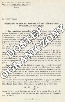 D&eacute;finition et lois de probabilit&eacute; des r&eacute;partitions ponctuelles al&eacute;atoires