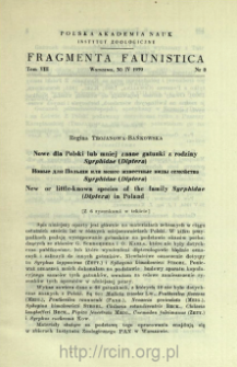 Nowe dla Polski lub mniej znane gatunki z rodziny Syrphidae (Diptera) = Novye dl&acirc; Pol'&scaron;i ili menee izvestnye vidy semejstva Syrphidae (Diptera)